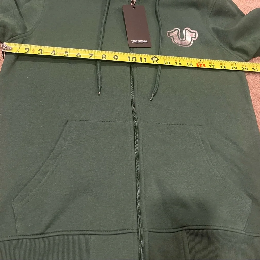 TRUE RELIGION Foil Triology full zip hoodie in Dark green NWT
